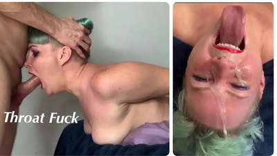 Natututo ang stepdaughter kung paano gumawa ng matinding throat fuck sa kanyang titi
